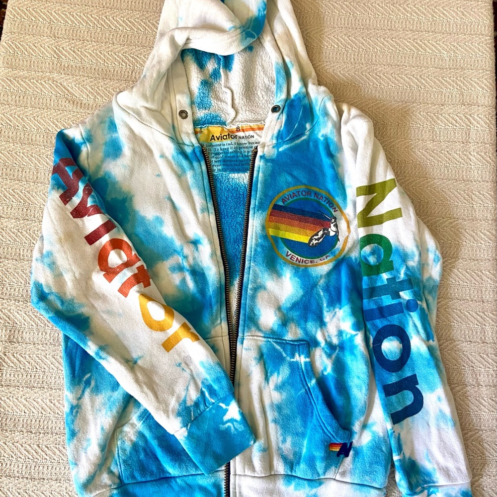 Aviator Nation Kids Blue Tie-Dye Hoodie